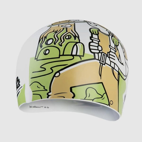 Шапочка Speedo STAR WARS SLOGAN PRT CAP JU WHITE/GREEN