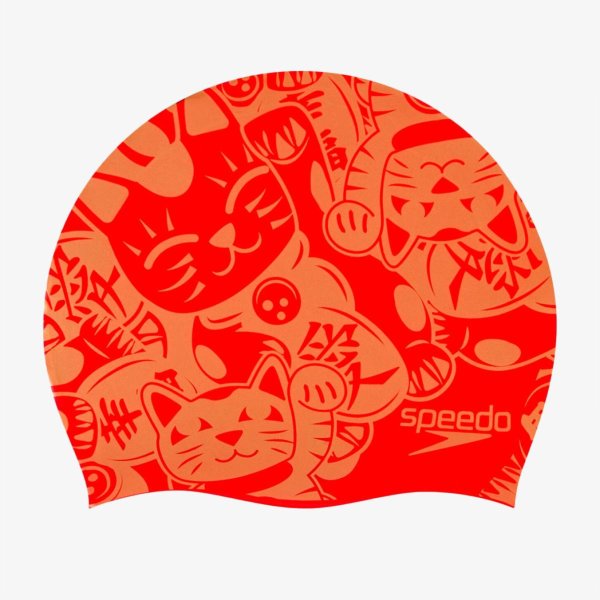 Детская шапочка Speedo SLOGAN PRT CAP JU RED/GOLD