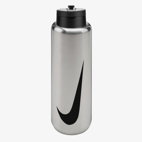 Бутылка NIKE SS RECHARGE STRAW BOTTLE 32 OZ RFSH BRUSHED STAINLESS STEEL/BLACK/BLACK 32OZ