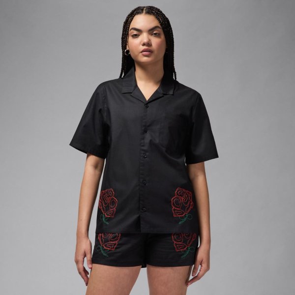 Женская рубашка JORDAN W J SS WOVEN TOP ROSE