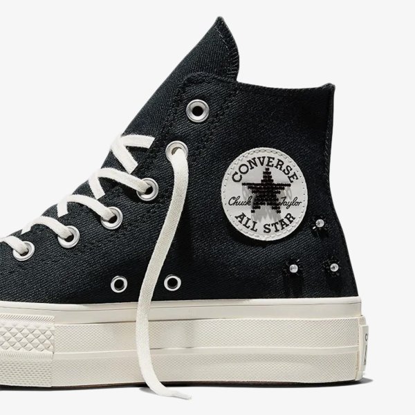 Женские кеды CONVERSE CHUCK TAYLOR ALL STAR LIFT HI BEADS KHAKI / OFF WHITE BLACK