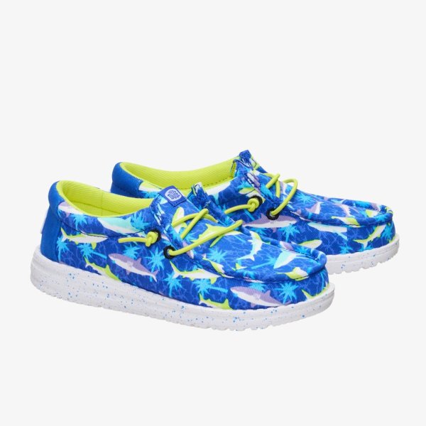 Дитячі мокасини HEYDUDE WALLY KIDS SHARK ATTACK