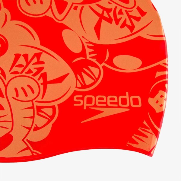 Детская шапочка Speedo SLOGAN PRT CAP JU RED/GOLD