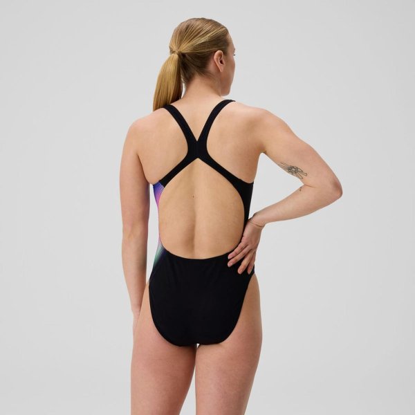 Жіночий купальник Speedo FL PLACEMENT PRINTED POWERBACK AF BLACK/