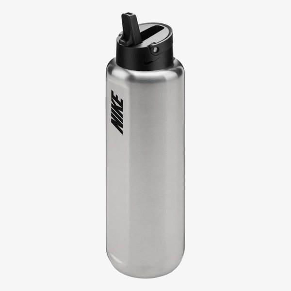 Бутылка NIKE SS RECHARGE STRAW BOTTLE 32 OZ RFSH BRUSHED STAINLESS STEEL/BLACK/BLACK 32OZ