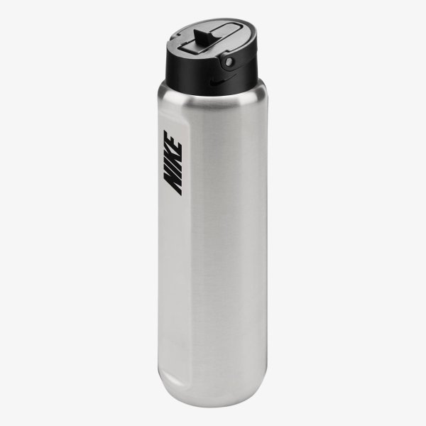 Бутылка NIKE SS RECHARGE STRAW BOTTLE 24 OZ RFSH BRUSHED STAINLESS STEEL/BLACK/BLACK 24OZ