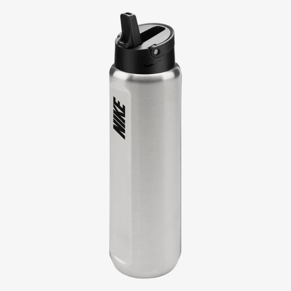 Бутылка NIKE SS RECHARGE STRAW BOTTLE 24 OZ RFSH BRUSHED STAINLESS STEEL/BLACK/BLACK 24OZ