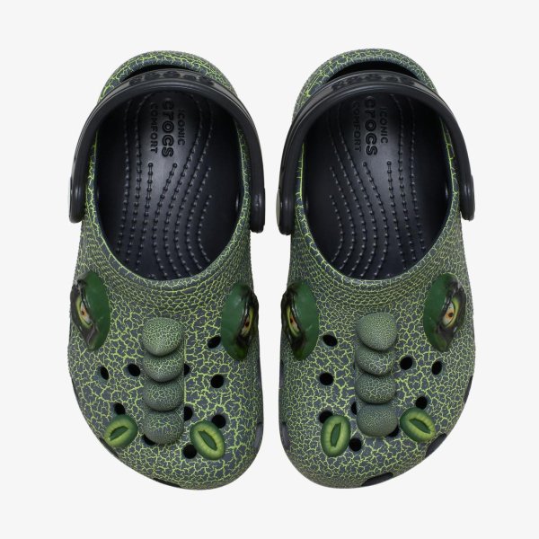 Детские тапочки CROCS CLASSIC CLOG IAM SCARY DINO BLACK / GREEN (TD)