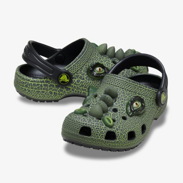 Детские тапочки CROCS CLASSIC CLOG IAM SCARY DINO BLACK / GREEN (TD)